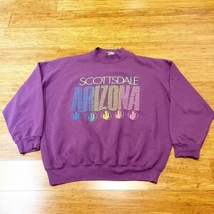 Scottsdale Arizona vintage purple  sweatshirt w cactus graphic. XL. Made in USA